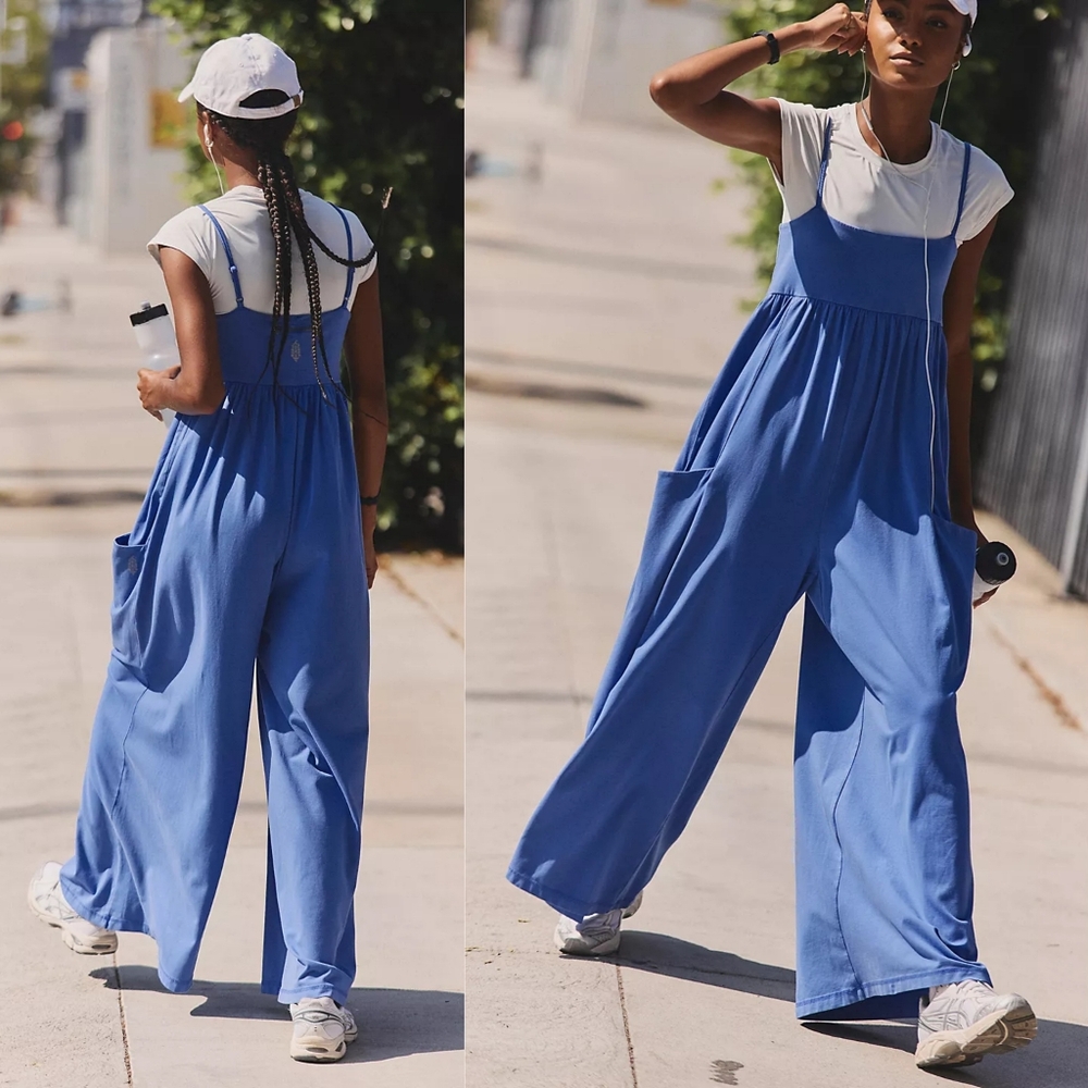 New FP Movement Hot Shot Strappy Onesie Pulse XS Free People Blue Jumpsuit Purpl